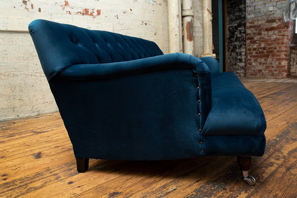 Handmade 3 Seater Ocean Navy Blue Velvet Chesterfield Sofa - Etsy UK