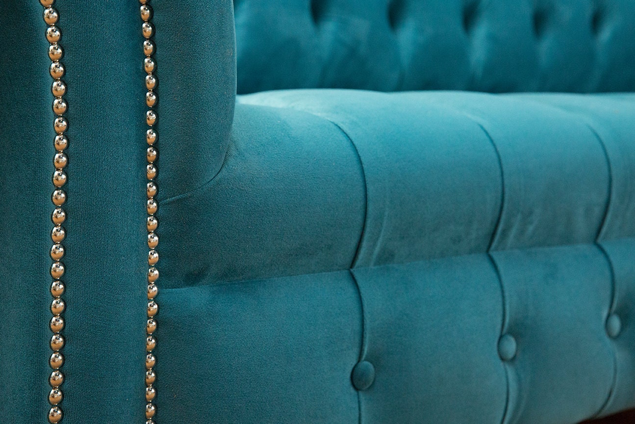 Turquoise chesterfield sale sofa