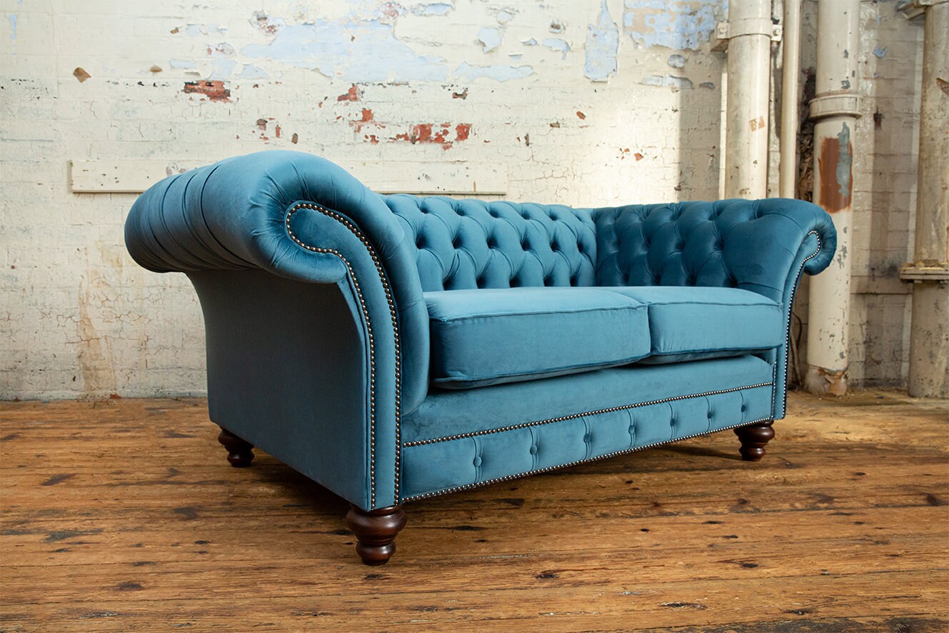 Unique British Handmade 2 Seater Chesterfield Sofa Reflex Cushion