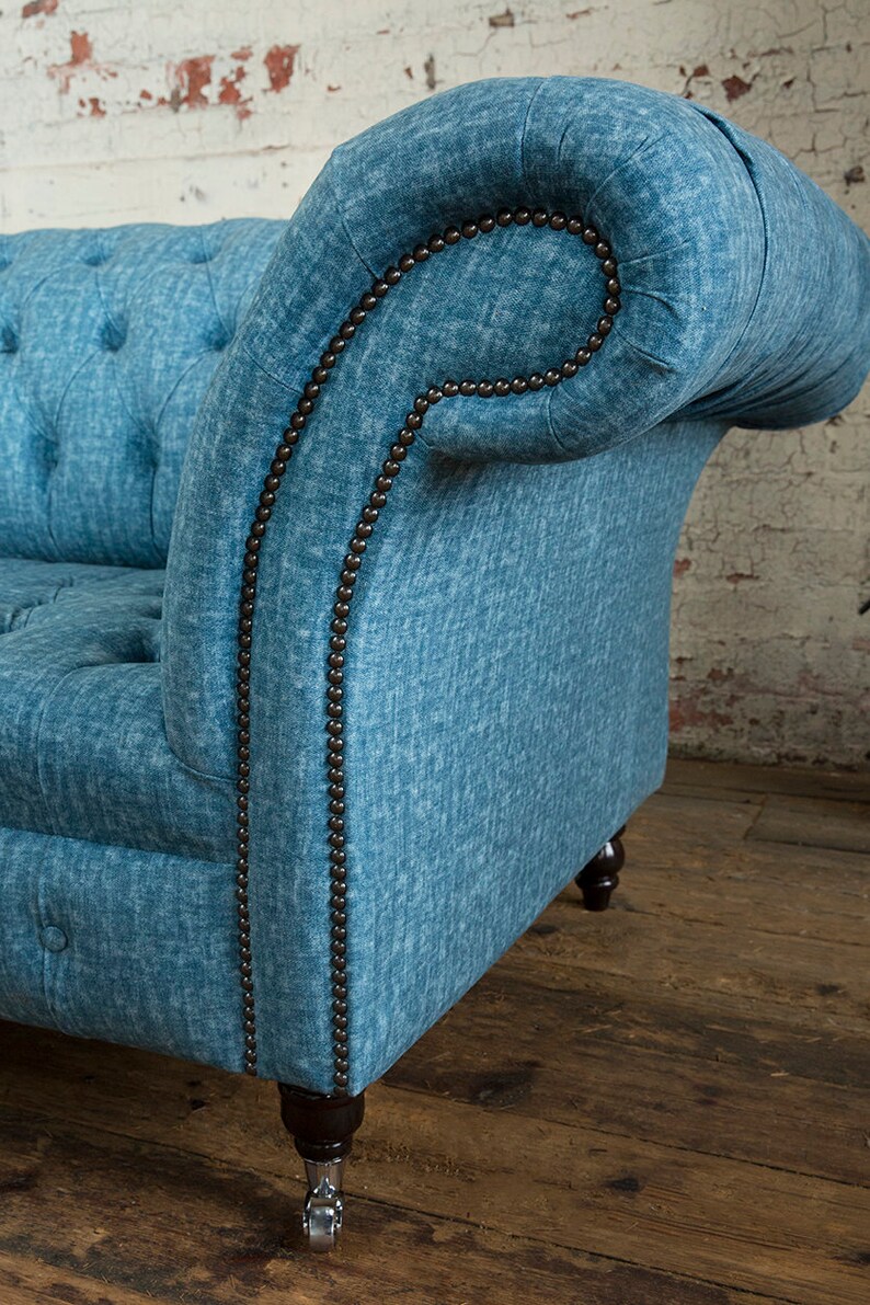 British Handmade Blue Distressed Velvet 3 Seater Chesterfield - Etsy UK