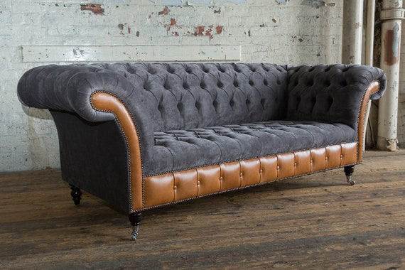 Brown velvet chesterfield sofa deals