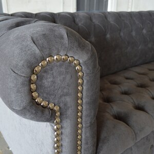 British Handmade Grey Velvet 3 Seater Chesterfield Sofa - Etsy