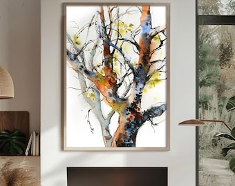 Colorful Trees Watercolor Art Print, Tree Painting, Woodland Wall Decor, Fine Art Print, Forest Watercolor, Nature Home Decor Wall Print