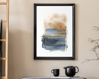 Abstract Fine Art Print, Abstract Watercolor Painting in Blue, Abstract Landscape Painting, Contemporary Wall Decor, Home Office Wall Art