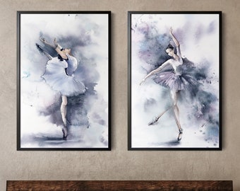 Ballerina 2 Fine Art Prints, Ballet Dancers Painting, Watercolor Prints, Ballet Wall Decor