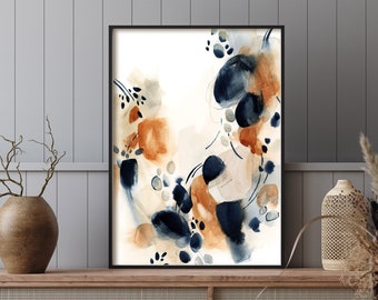 Abstract Painting Blue Orange Wall Print, Abstract Fine Art Print, Watercolor Print, Modern Print, Extra Large Wall Print, Contemporary Art