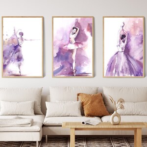 Ballet Art Prints Set of 3 Pieces, Ballerina Watercolor Painting, Ballet Wall Decor, Ballerina Fine Art Prints, Dance Prints, Ballet Art