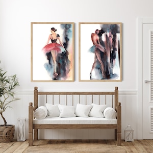 Ballerina Painting, 2 Art Prints Set, Ballet Watercolor Prints, Set of 2 Fine Art Prints, Dance Painting Art, Ballet Wall Decor, Ballet Art