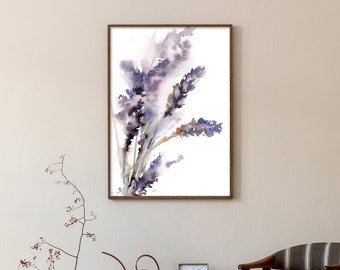 Lavender Florals Painting, Art Print, Flowers Print, Botanical Watercolor, Wall Fine Art Print, Giclée Wall Print, Purple Flowers Wall Decor