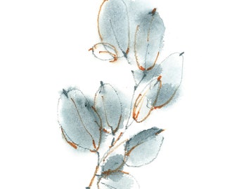 Eucalyptus Leaves Fine Art Print Greenery Botanical Abstract Watercolor Painting Wall Decor