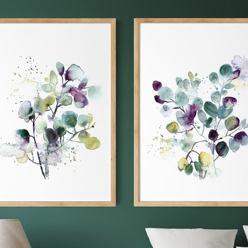 Eucalyptus Art Prints Set of 2 Botanical Watercolor Print Etsy