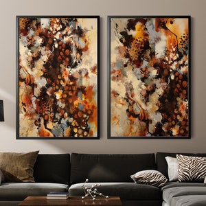 Terrakotta Gebrannte Orange Abstrakte Wand Kunst 2er Set Fine Art Prints, abstrakte Gemälde, warme Farben Boho Wand-Dekor-Kunst, abstrakte Drucke Set