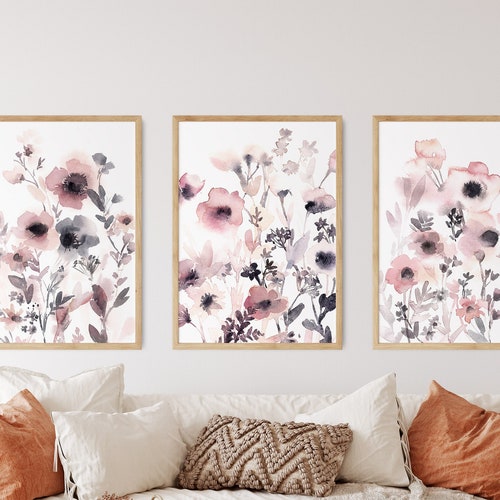 Lotus Watercolor Painting Set of 4 Blush Pink Art Prints - Etsy