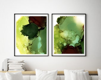 Green brown wall art | Etsy