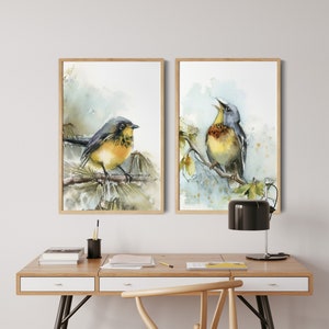 Bird Watercolor Prints 2 Pieces Wall Art, Bird Paintings, Bird Wall Decor, Bird Giclée Fine Art Prints, Set of 2 Fine Art Prints Wall Art