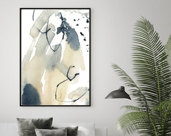 Abstract Modern Art Print, Abstract Living Room Decor, Abstract Painting, Watercolor Fine Print, Large Giclee Print, Neutral Colors Wall Art