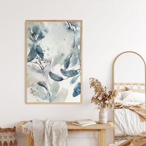 Abstract Watercolor Painting Blue Leaves Botanical Giclee - Etsy