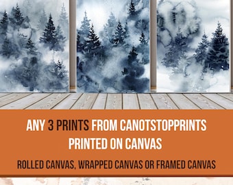 Any 3 Prints from the Shop Printed on CANVAS - Rolled Canvas, Wrapped Canvas and Framed Canvas, Choose Any Three Prints Printed on Canvas