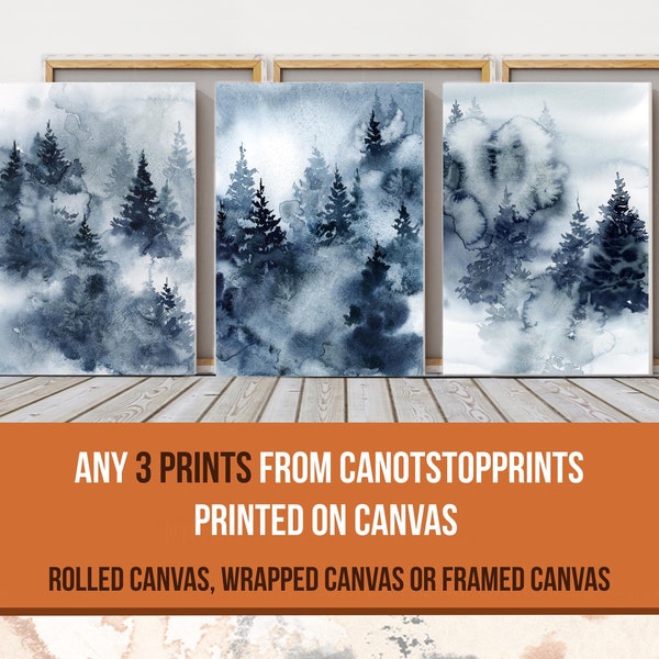 Any 3 Prints from the Shop Printed on CANVAS - Rolled Canvas, Wrapped Canvas and Framed Canvas, Choose Any Three Prints Printed on Canvas