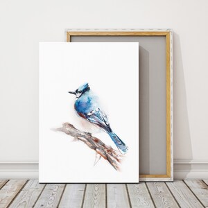 Bird Wall Decor, Blue Jay Bird Print, Watercolor Painting of Bird, Bird Wall Art, Giclee Print, Blue Bird Fine Art Print, Bird Painting Art image 2