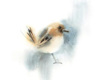 Minimalist Bird Fine Art Print, Birdie Watercolor Print, Cute Bird Painting Illustration Wall Art