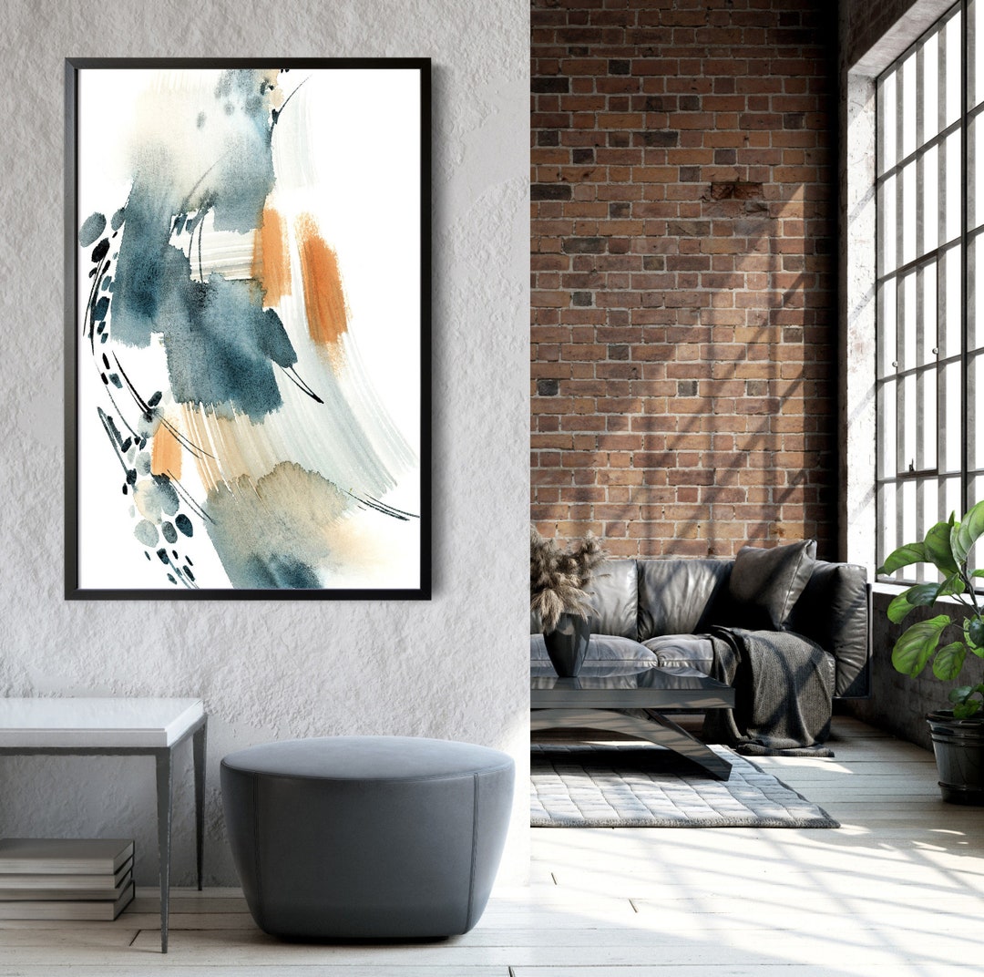 Abstract Blue Terracotta Wall Art Print, Abstract Art Print, Abstract