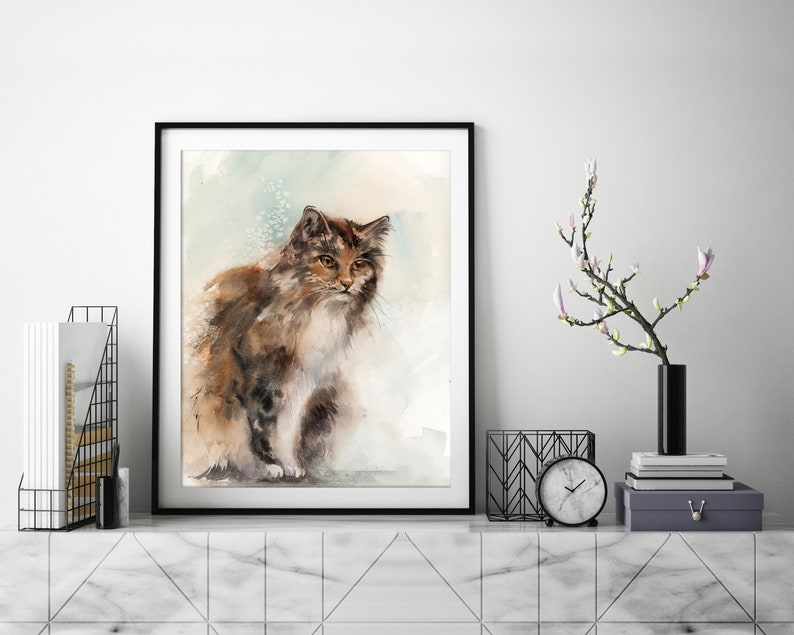 Cat Fine Art Print Cat Loose style Watercolor Painting Art Etsy