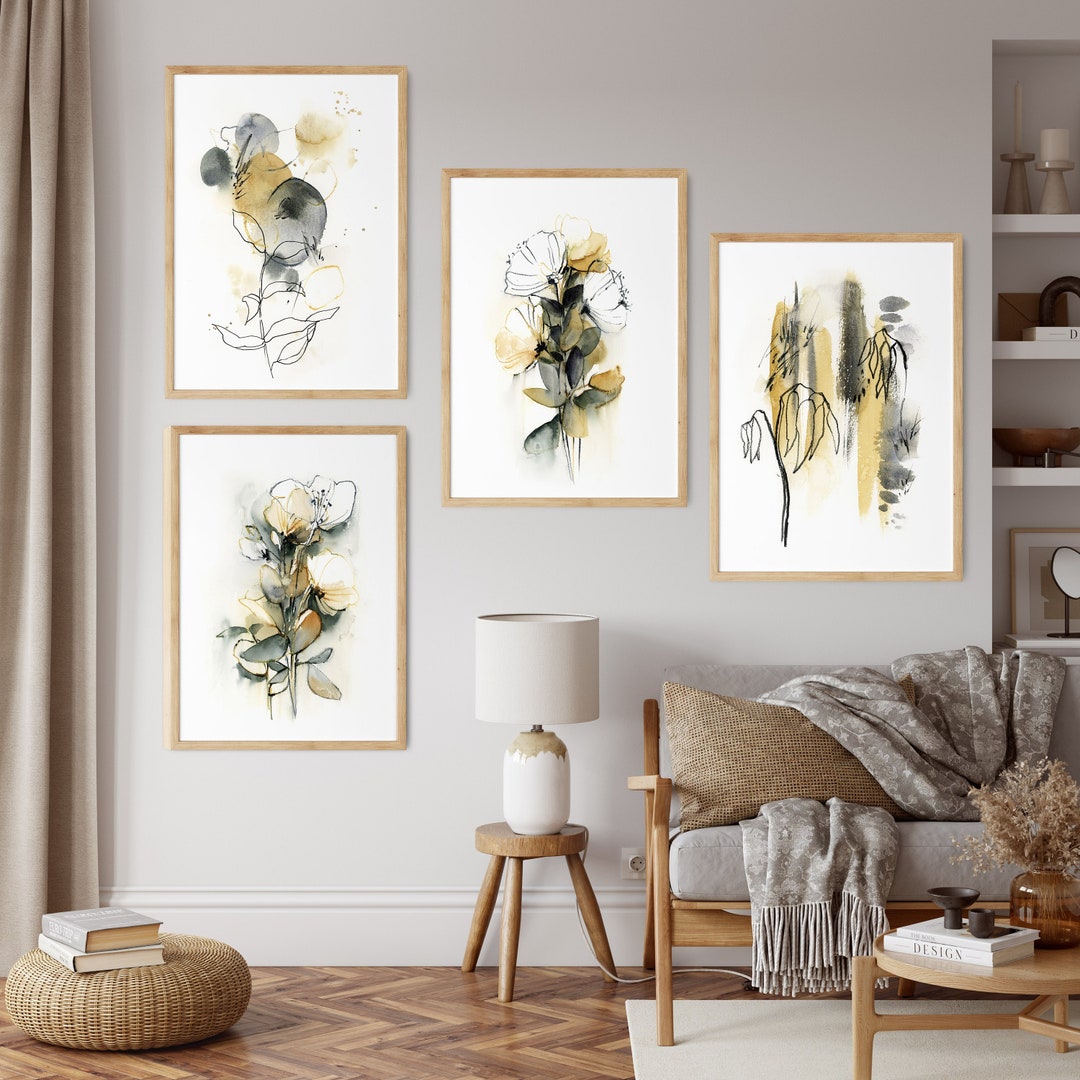 Abstract Botanical Prints Gallery Wall Set of 4 Fine Art - Etsy