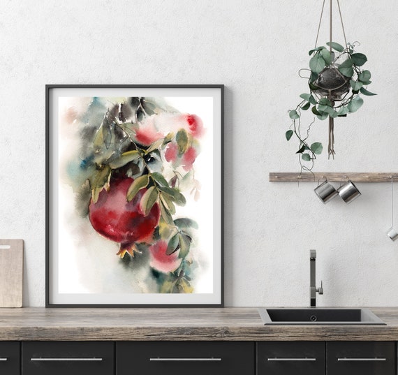 Pomegranates Art Print Botanical Nature Kitchen Wall Art Giclee Print