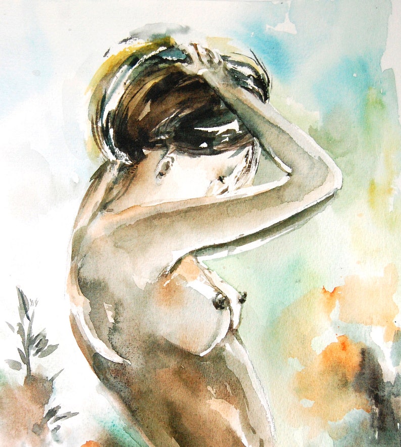 Erotic Nudity Painting Original Watercolor Adult Art