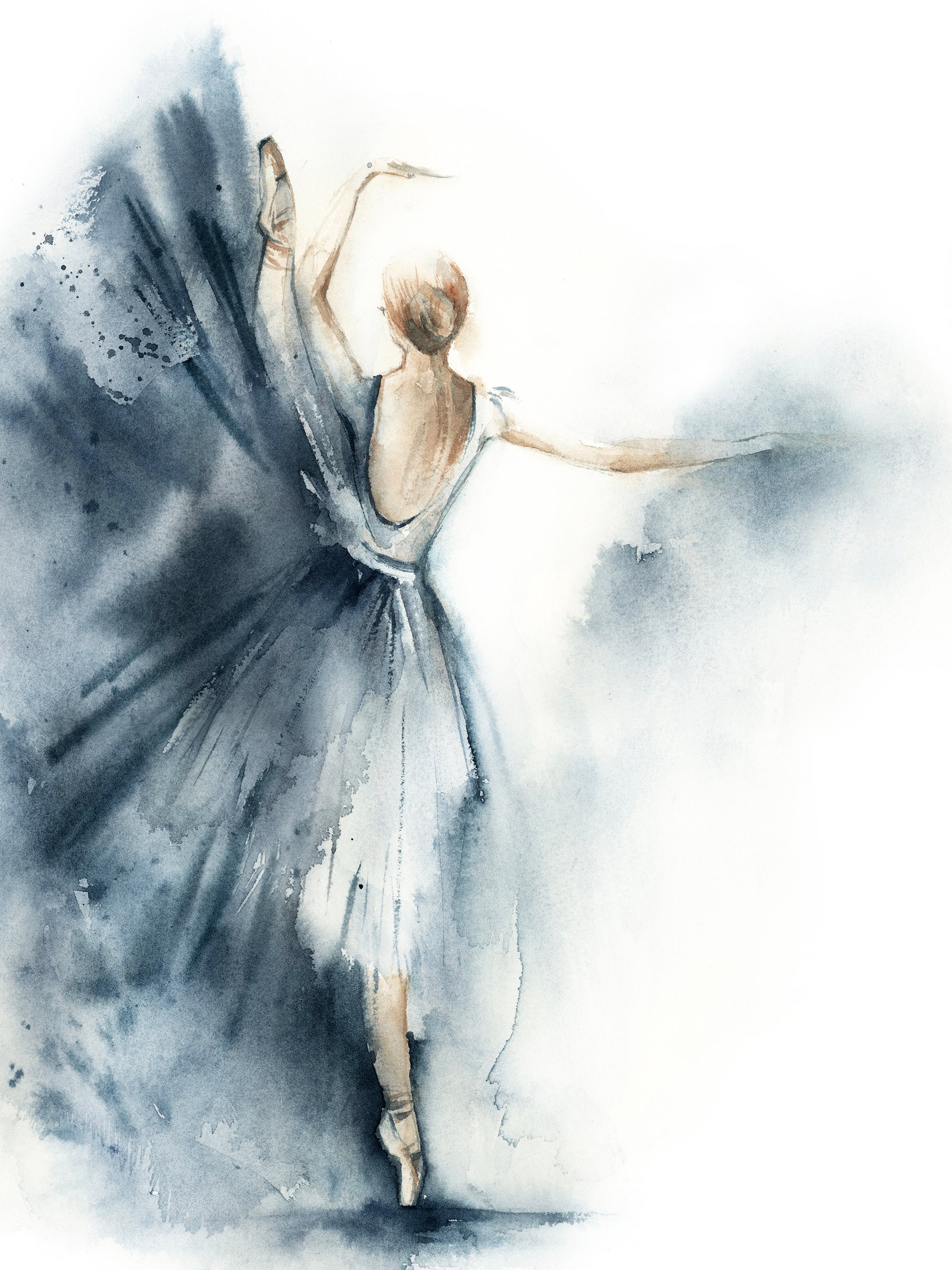 Ballerina in Blue Painting Art Print Ballerina Art Print Etsy