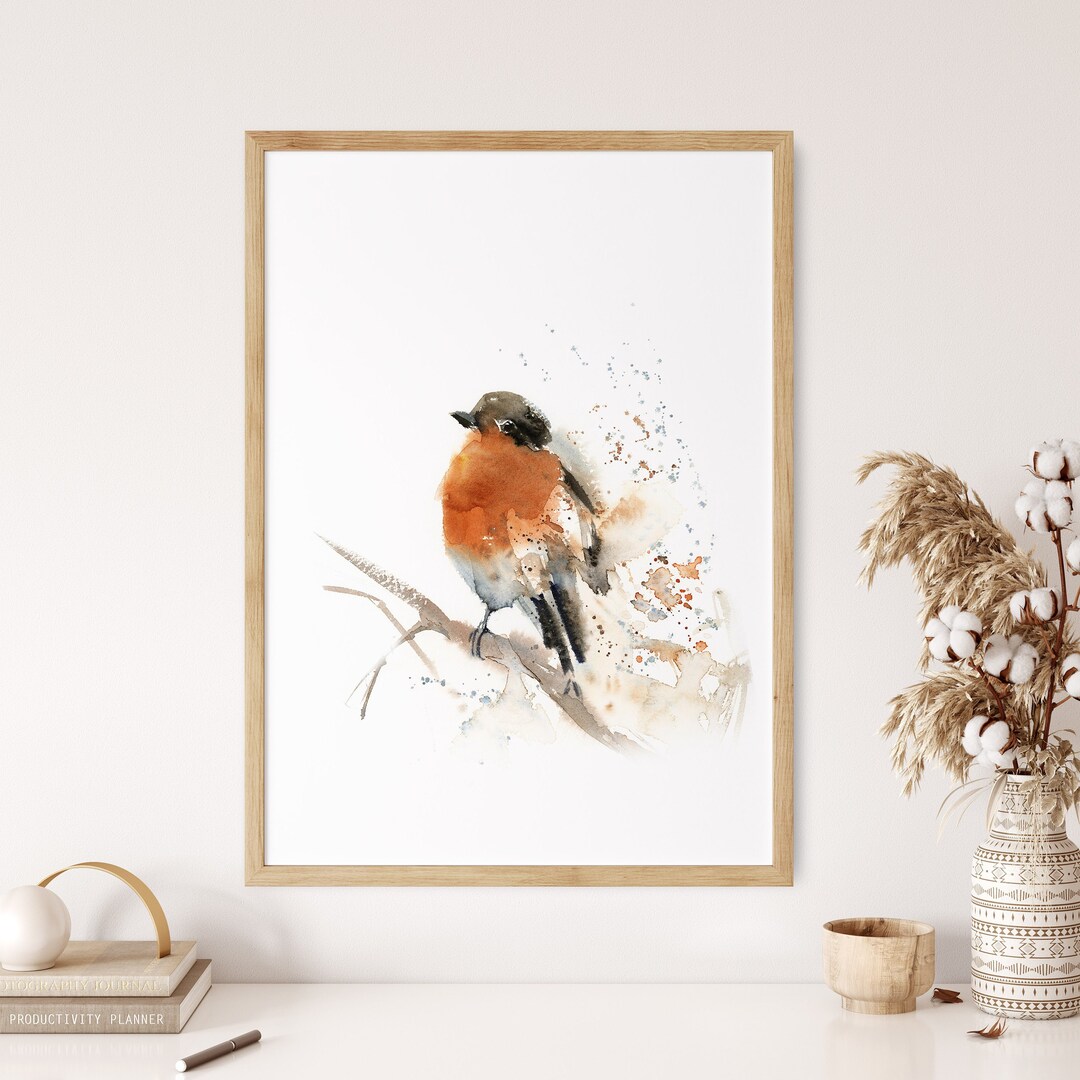 Robin Bird Painting Watercolor Art Print Bird Wall Art - Etsy