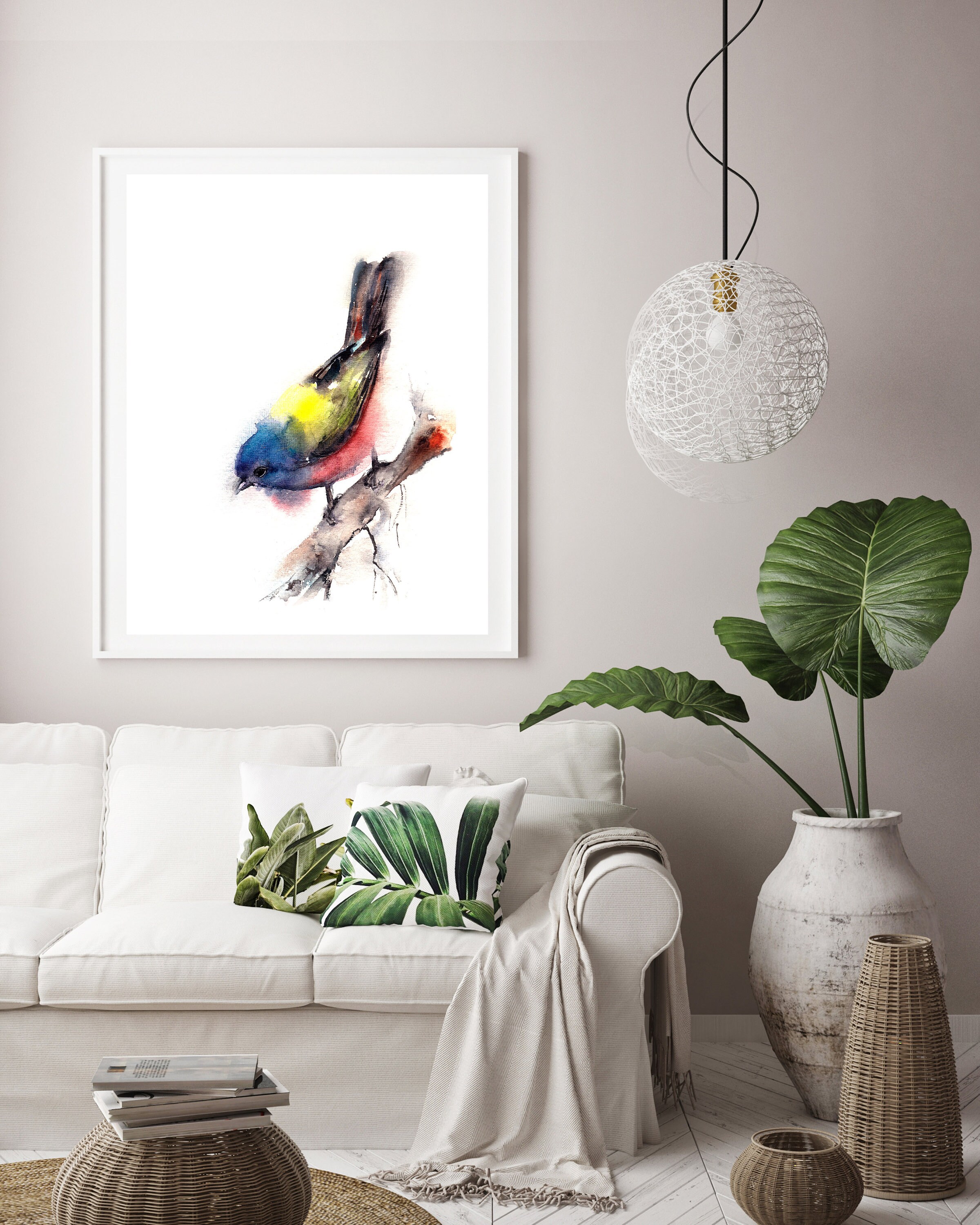 Bunting Bird Painting Art Print Bird Watercolor Print Bird | Etsy