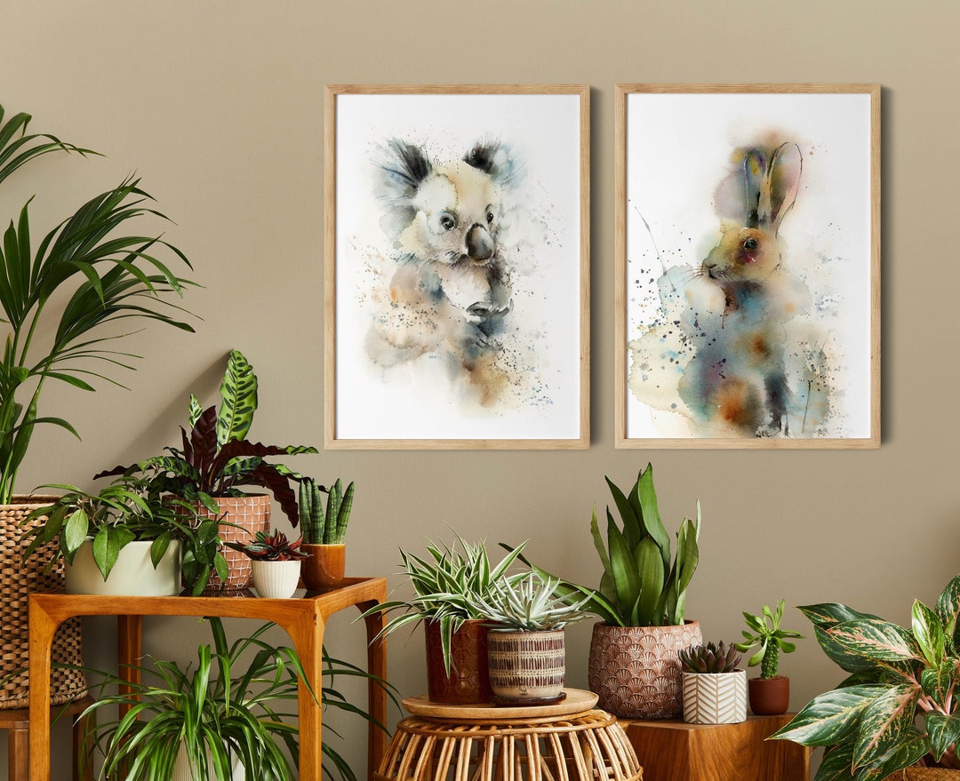 Koala and Rabbit Art Prints, Animal Painting, Watercolor Art Gallery ...