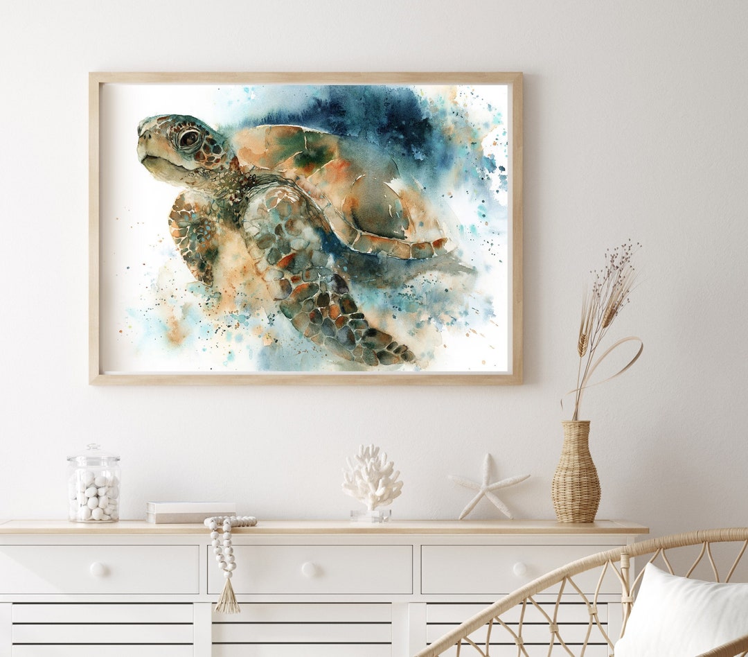 Sea Turtle Wall Print, Watercolor Art Print, Giclee Print, Animal ...