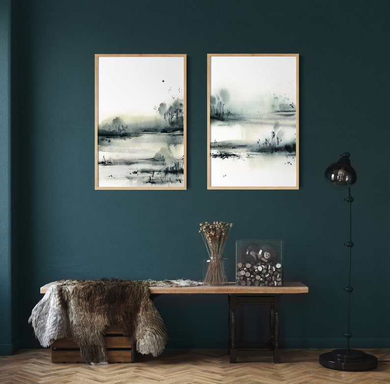 Abstract Nature Wall Decor Minimalist Watercolor Paintings Etsy