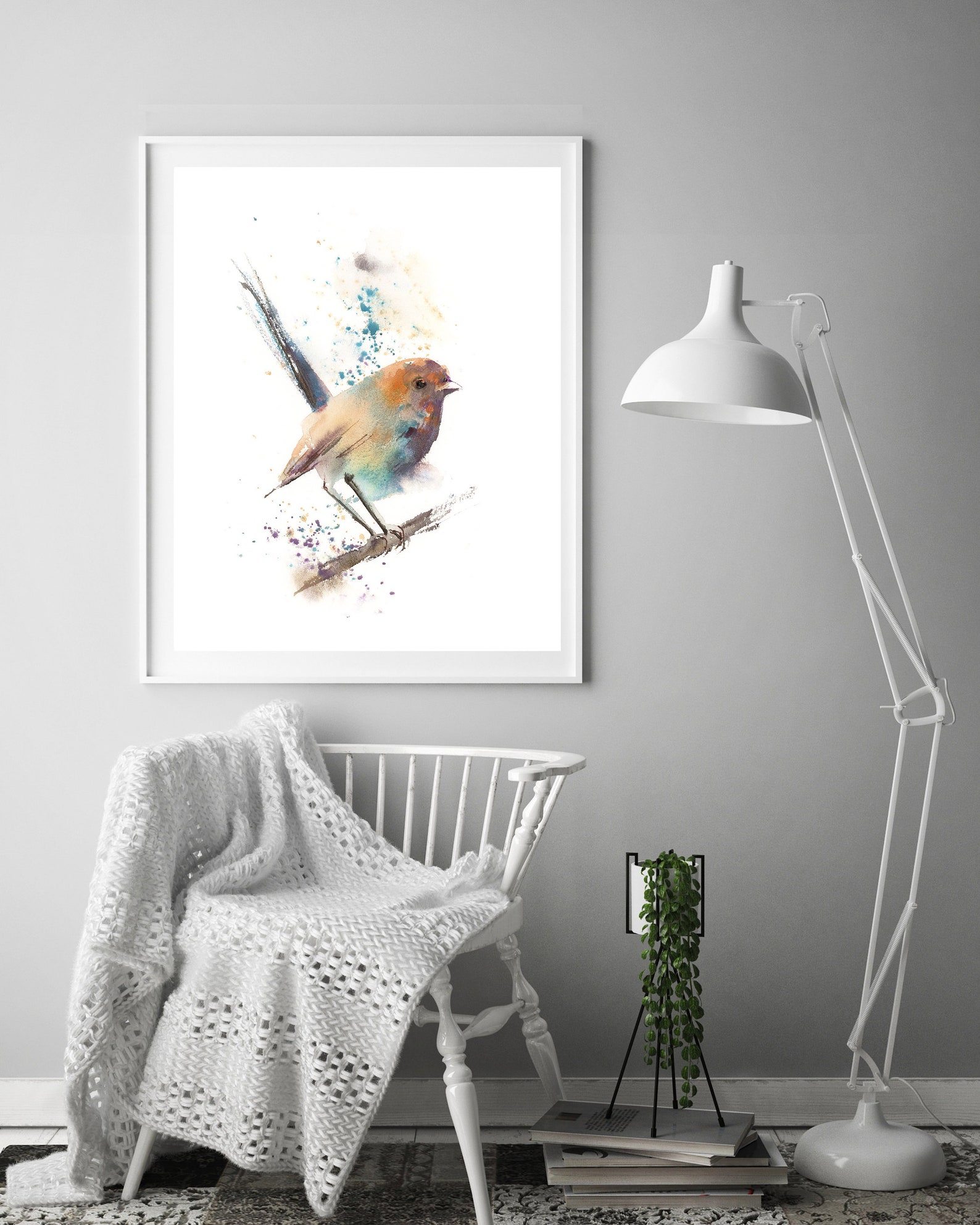 Colorful Wren Bird Print Fairy Wren Watercolor Painting Bird | Etsy