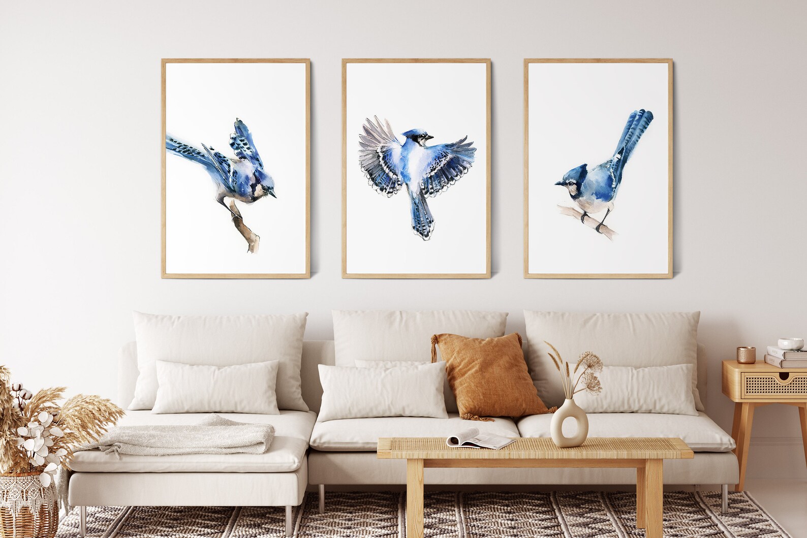 Blue Jay Bird Paintings Bird Gallery Wall Set of 3 Fine Art Etsy