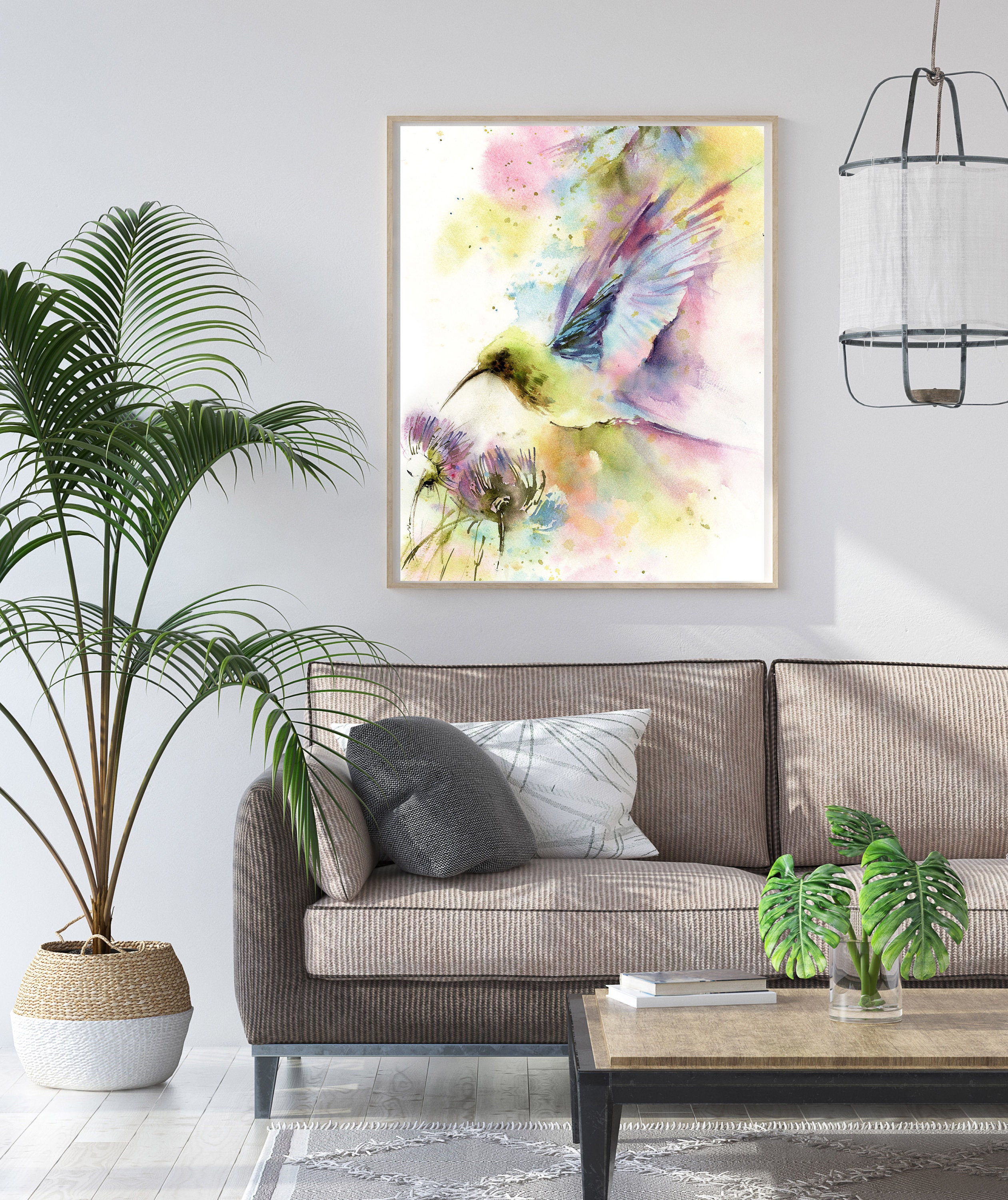 Hummingbird Art Print Watercolor Painting Art Pastel Colors | Etsy