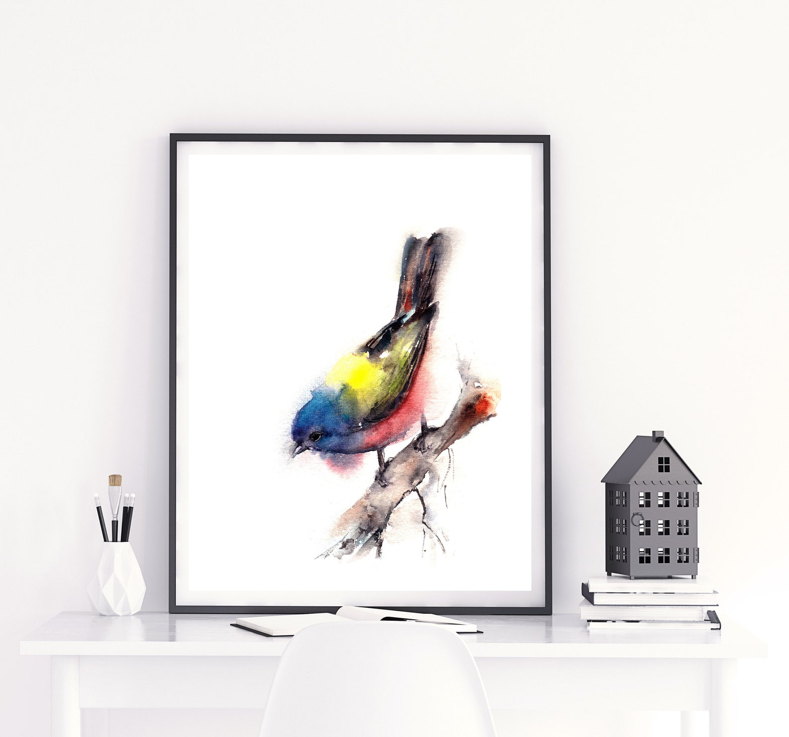 Bunting Bird Painting Art Print Bird Watercolor Print Bird Etsy