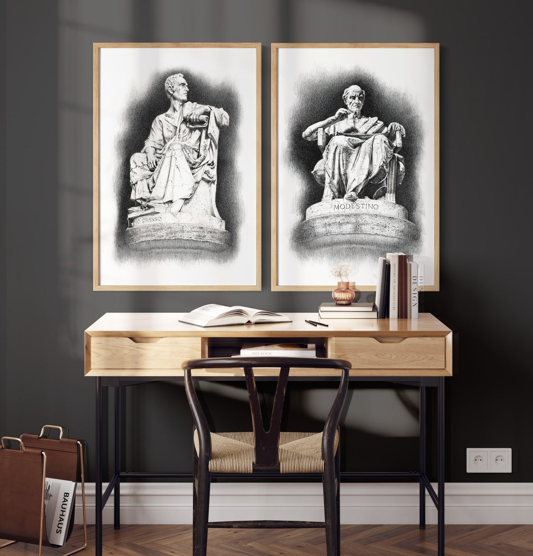 Set of 2 Pencil Art Prints Black and White Art Print Etsy