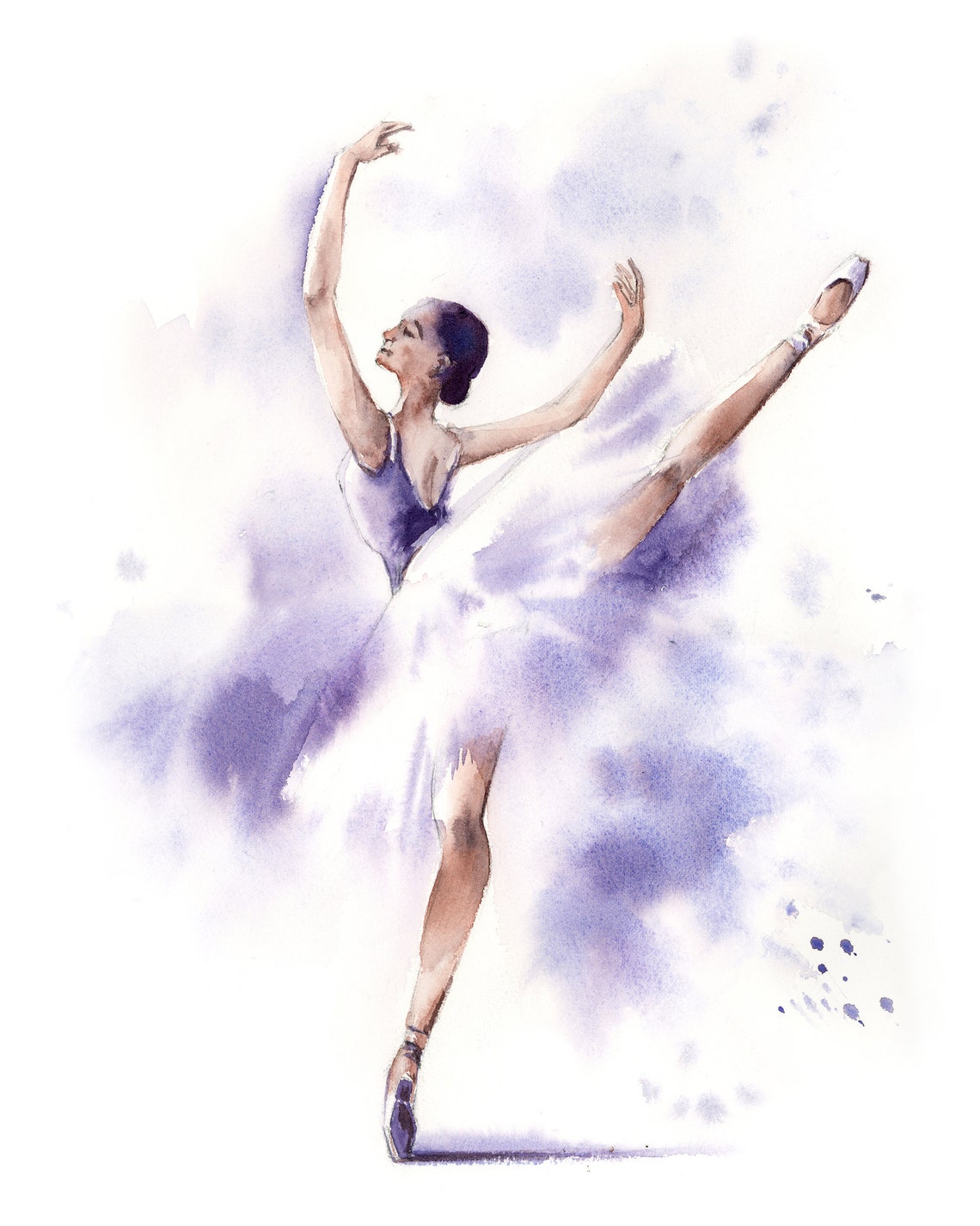 Ballerina Painting Wall Art Print Purple Ballet Dance Etsy