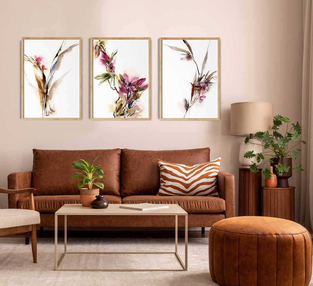 Botanical Prints 3 Pieces Wall Decor Set, Abstract Florals Set of 3 Art ...