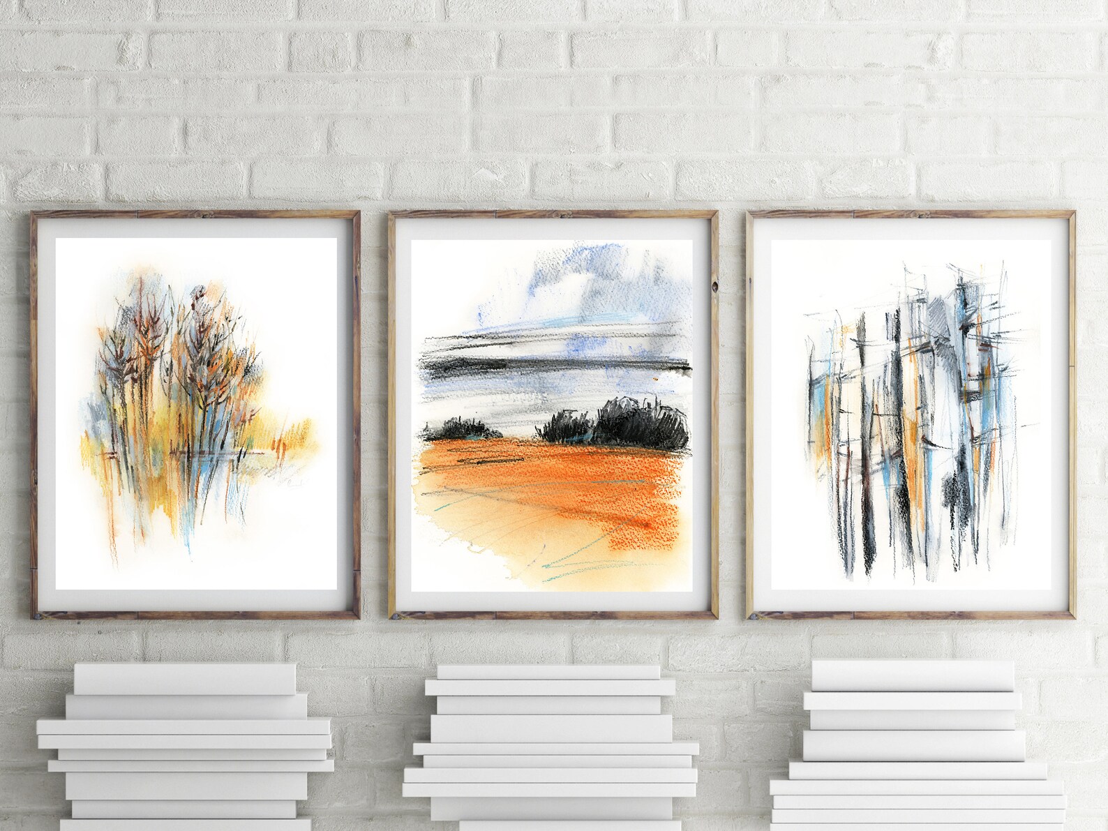 Abstract Landscape Prints Set of 3 Gallery Wall Nature Art Etsy