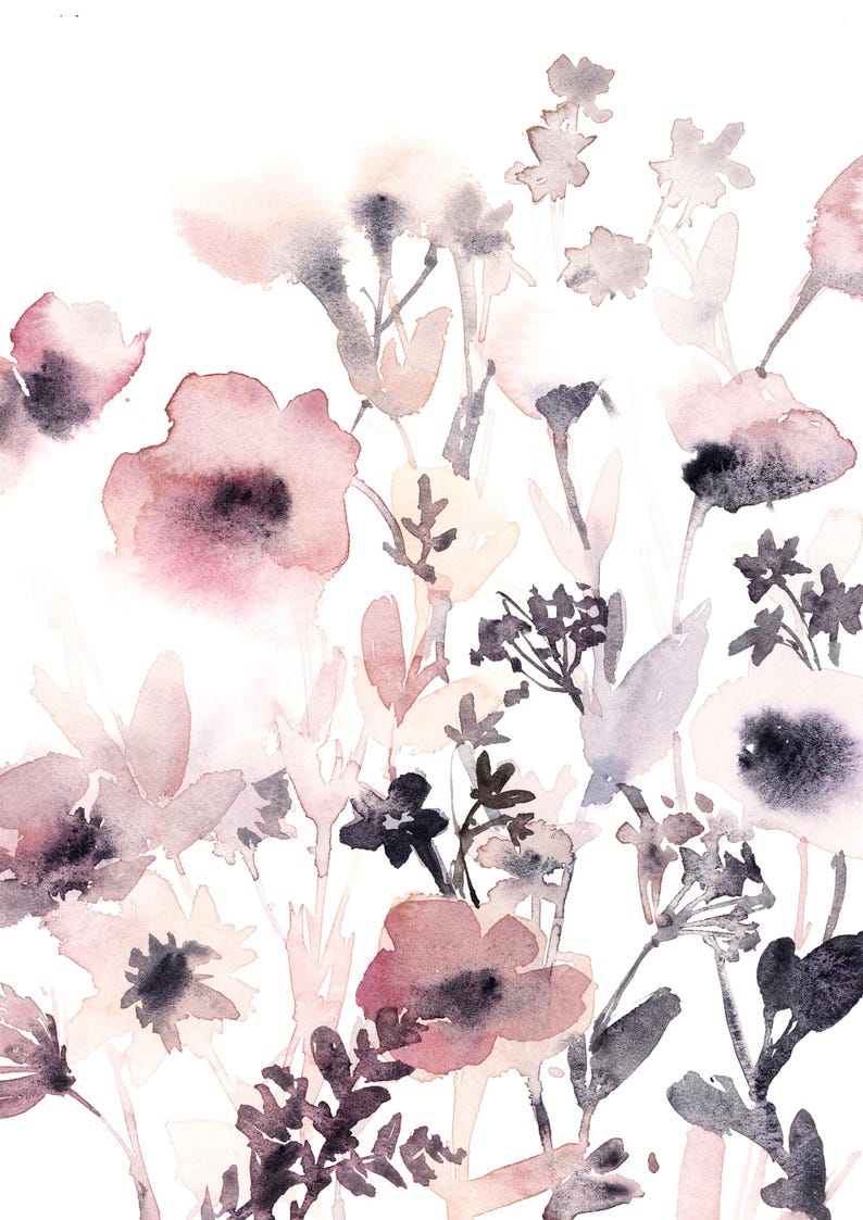 Pastel Pink Gallery Wall 3 Fine Art Prints Set, Abstract Flowers ...