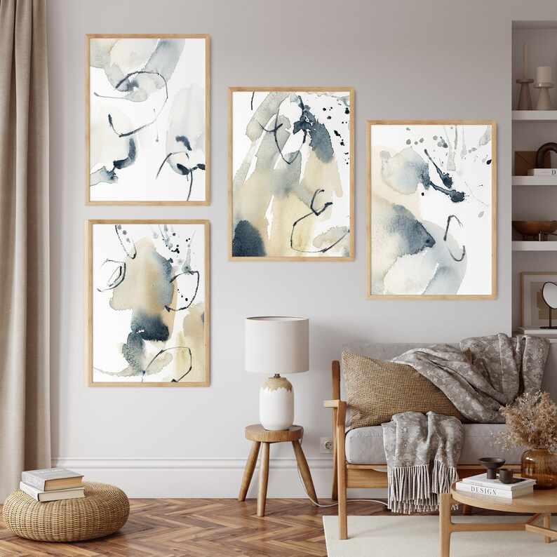 Abstract Painting Multi Panel Art Prints Set of 4 Abstract Etsy