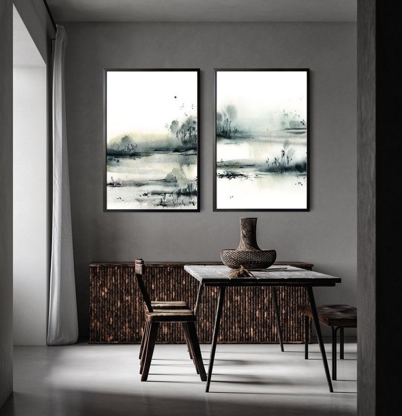 Abstract Nature Wall Decor Minimalist Watercolor Paintings Etsy