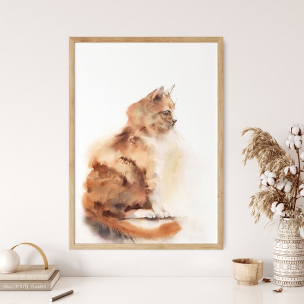Ginger Cat Painting Fine Art Print Direct From the Artist for Wall Decor of your Home, Cat Watercolor Print, Animal Wall Print, Cat Wall Art