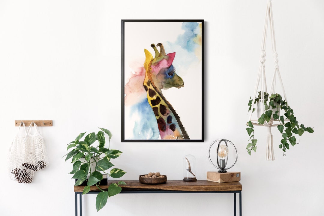 Giraffe Art Watercolor Painting African Safari Wall Art - Etsy