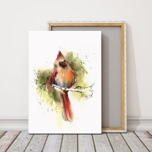 Cardinal Bird Painting, Northern Female Cardinal, Watercolor Print, Bird Prints Wall Art, Red Cardinal, Bird Print Art, Nature Wall Hangings